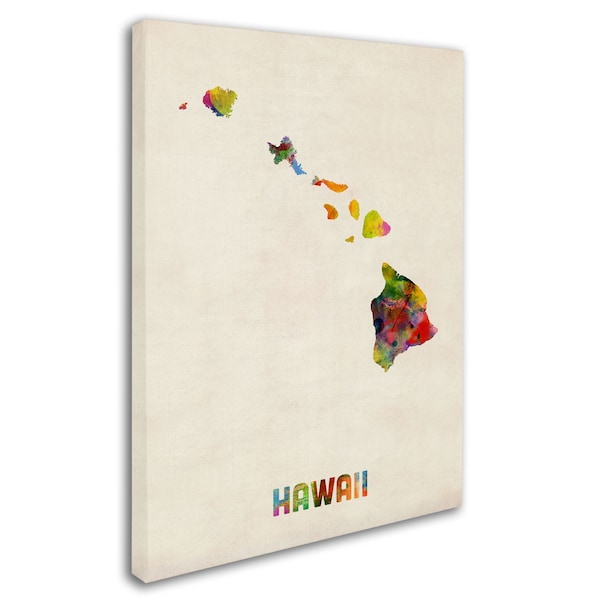 Michael Tompsett 'Hawaii Map' Canvas Art,14x19